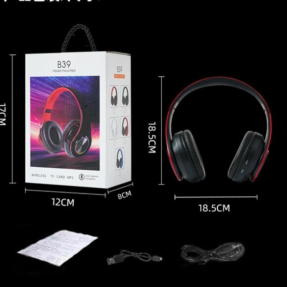 B39 Luminous Wireless Headset Game Call Folding Card Headset Bluetooth Headset - Picture 7 of 10